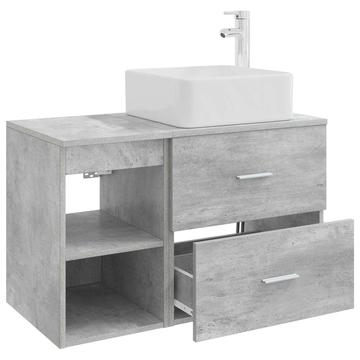 Set de mobilier pentru baie 2 pcs Gri Beton Lemn prelucrat WALTI
