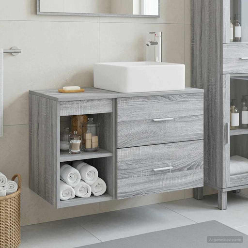 Set de mobilier pentru baie 2 pcs Sonoma gri Lemn prelucrat - WALTI WALTI