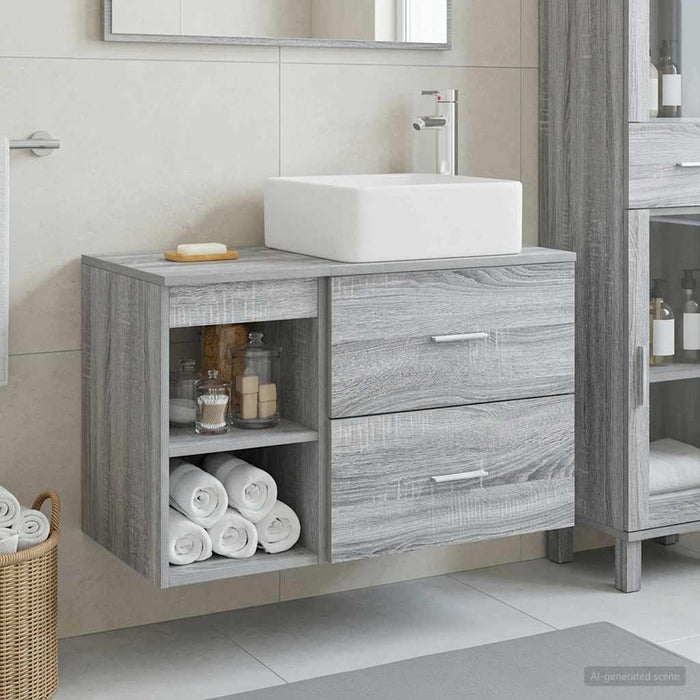 Set de mobilier pentru baie 2 pcs Sonoma gri Lemn prelucrat WALTI