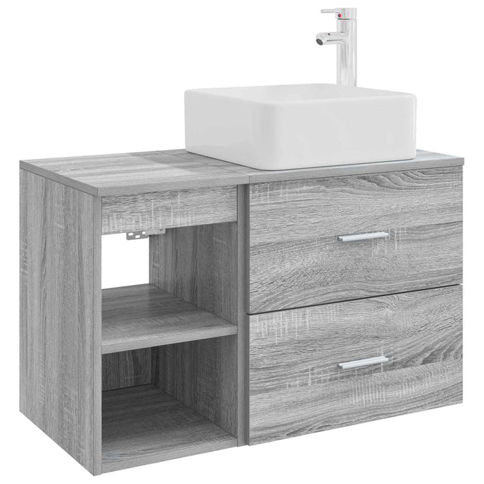 Set de mobilier pentru baie 2 pcs Sonoma gri Lemn prelucrat WALTI