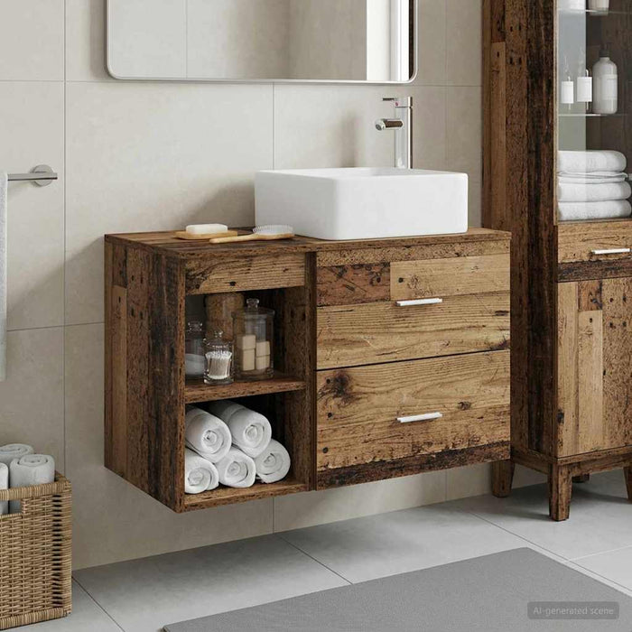Set de mobilier pentru baie 2 pcs Lemn vechi Lemn prelucrat WALTI