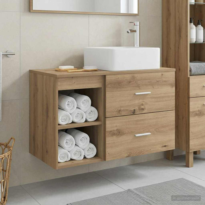 Set de mobilier pentru baie 2 pcs Stejar Artizanal WALTI