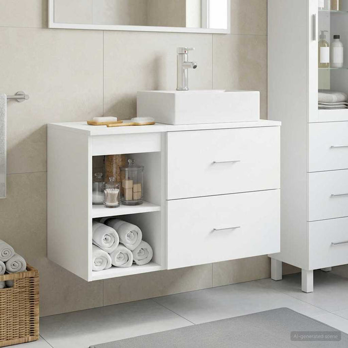 Set de mobilier pentru baie 2 pcs Alb Lemn prelucrat WALTI