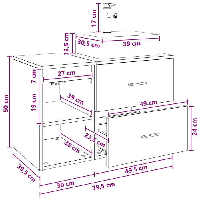 Set de mobilier pentru baie 2 pcs Alb Lemn prelucrat WALTI