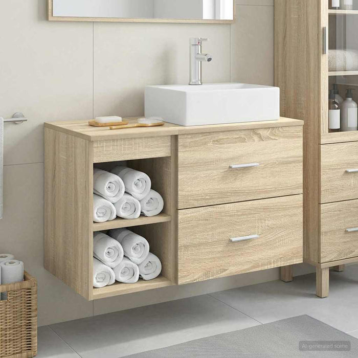 Set de mobilier pentru baie 2 pcs Stejar Sonoma Lemn prelucrat WALTI