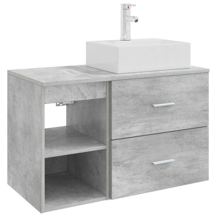Set de mobilier pentru baie 2 pcs Gri Beton Lemn prelucrat WALTI