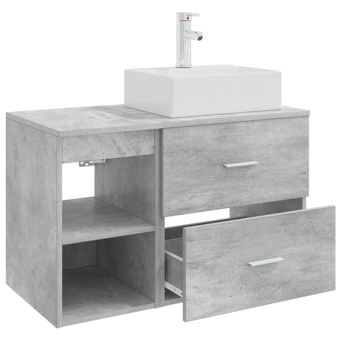 Set de mobilier pentru baie 2 pcs Gri Beton Lemn prelucrat WALTI
