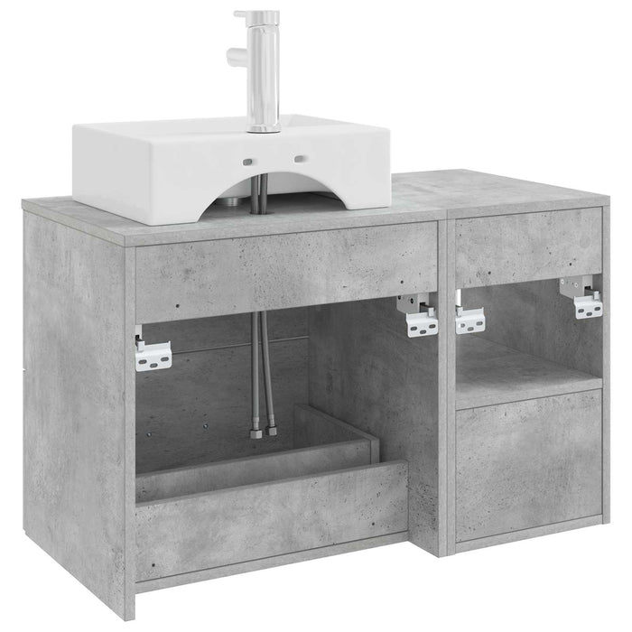 Set de mobilier pentru baie 2 pcs Gri Beton Lemn prelucrat WALTI