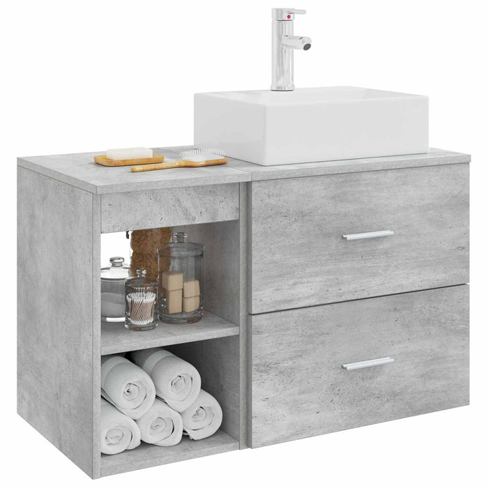 Set de mobilier pentru baie 2 pcs Gri Beton Lemn prelucrat WALTI