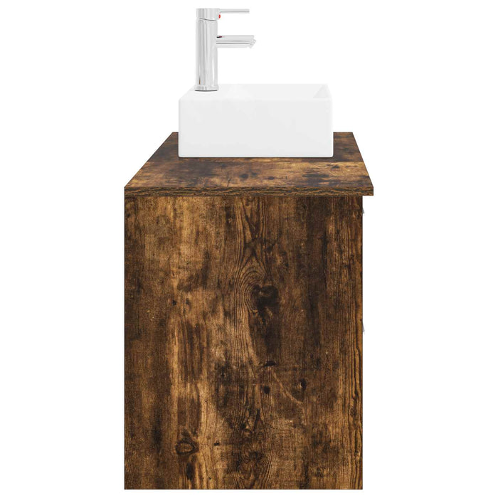 Set de mobilier pentru baie 2 pcs Stejar fumuriu Lemn prelucrat WALTI
