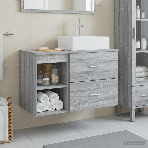 Set de mobilier pentru baie 2 pcs Sonoma gri Lemn prelucrat - WALTI WALTI