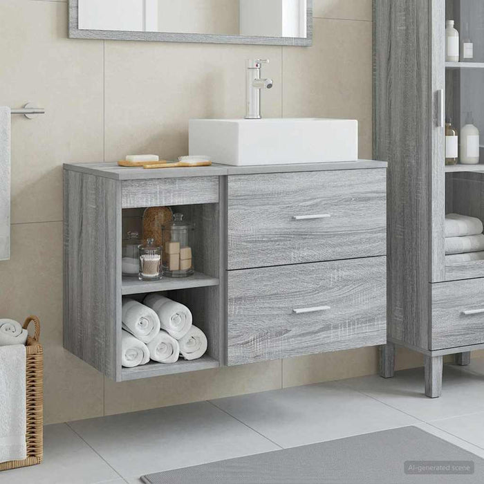 Set de mobilier pentru baie 2 pcs Sonoma gri Lemn prelucrat WALTI