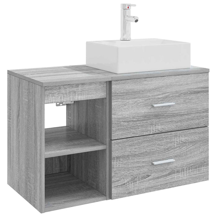Set de mobilier pentru baie 2 pcs Sonoma gri Lemn prelucrat WALTI