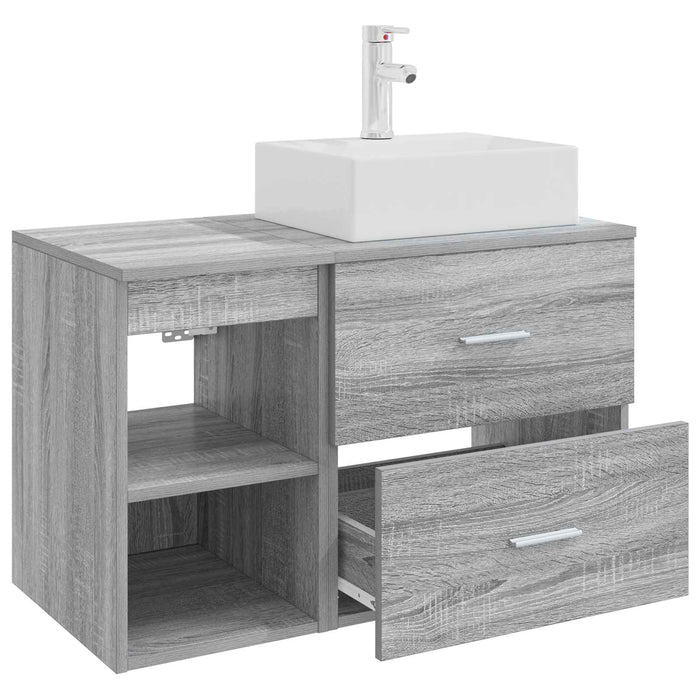 Set de mobilier pentru baie 2 pcs Sonoma gri Lemn prelucrat WALTI