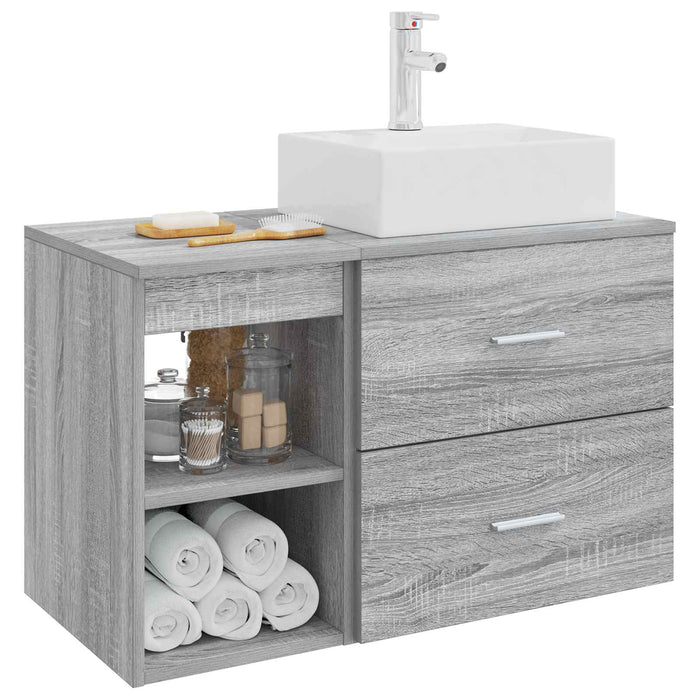 Set de mobilier pentru baie 2 pcs Sonoma gri Lemn prelucrat WALTI