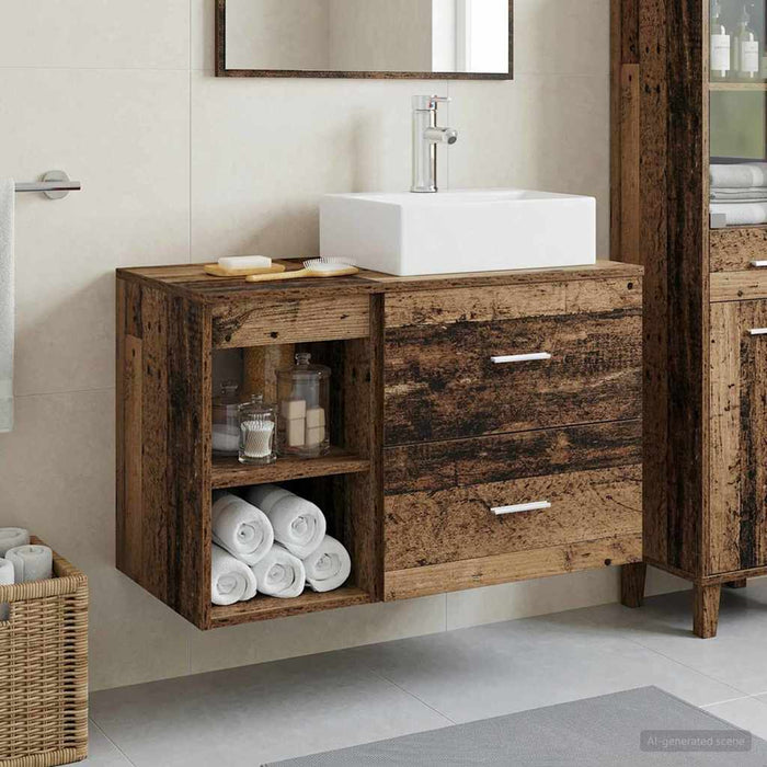 Set de mobilier pentru baie 2 pcs Lemn vechi Lemn prelucrat WALTI