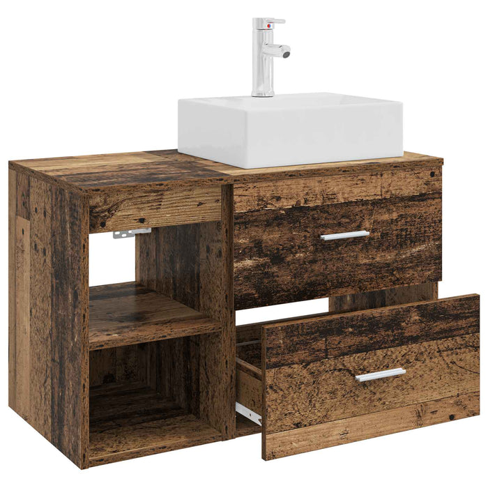 Set de mobilier pentru baie 2 pcs Lemn vechi Lemn prelucrat WALTI