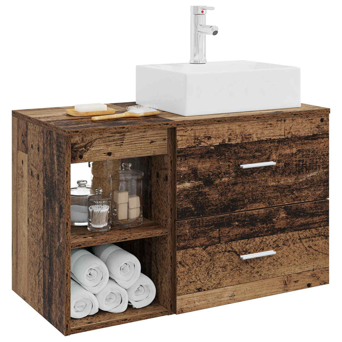 Set de mobilier pentru baie 2 pcs Lemn vechi Lemn prelucrat WALTI