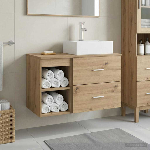 Set de mobilier pentru baie 2 buc. Stejar Artizanal - WALTI WALTI