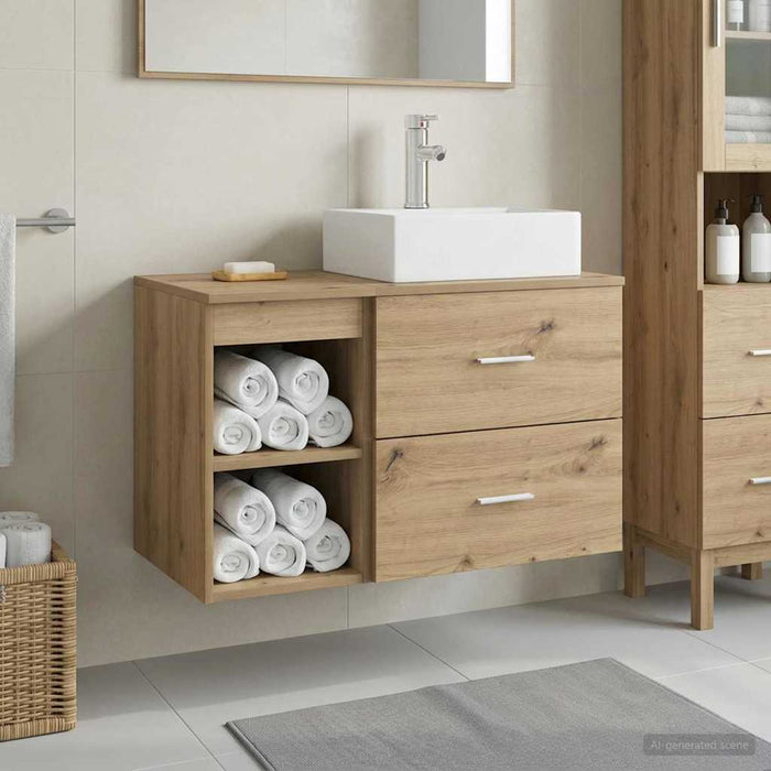 Set de mobilier pentru baie 2 pcs Stejar Artizanal WALTI