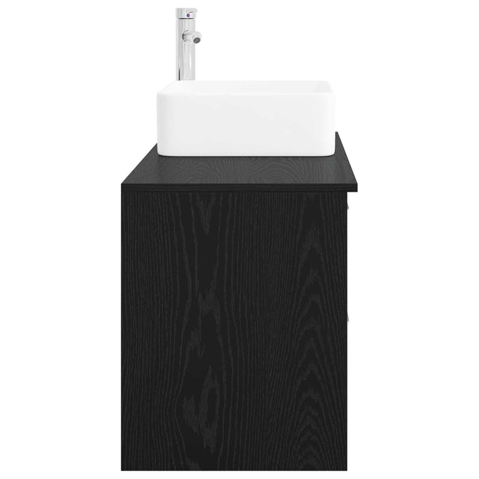 Set de mobilier pentru baie 2 pcs Stejar Negru Lemn prelucrat WALTI
