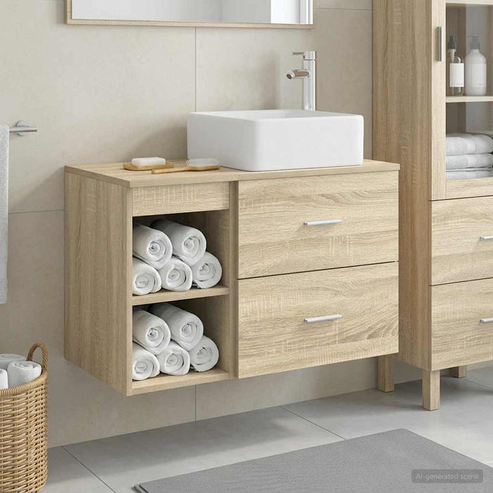 Set de mobilier pentru baie 2 pcs Stejar Sonoma Lemn prelucrat WALTI