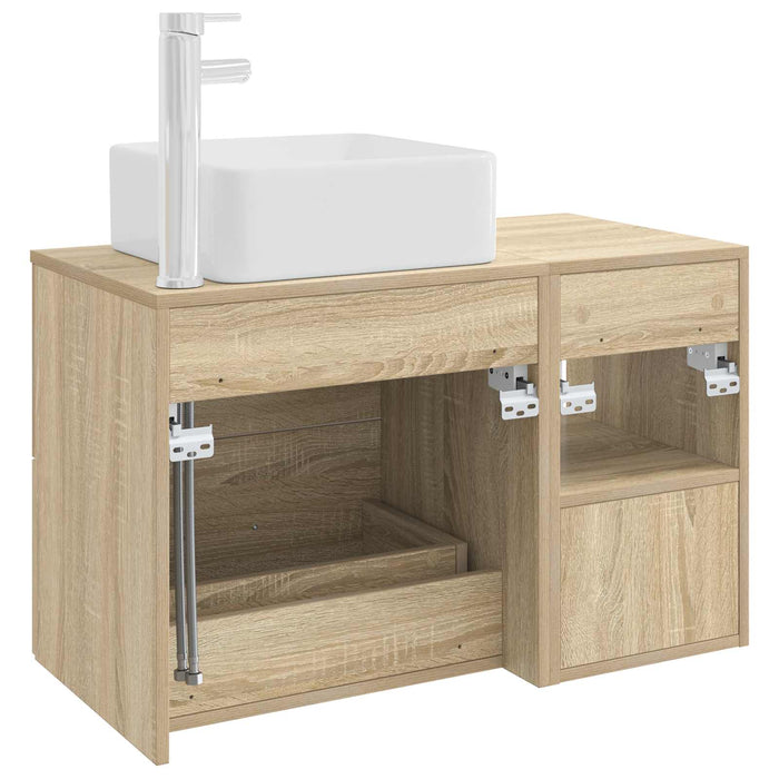 Set de mobilier pentru baie 2 pcs Stejar Sonoma Lemn prelucrat WALTI