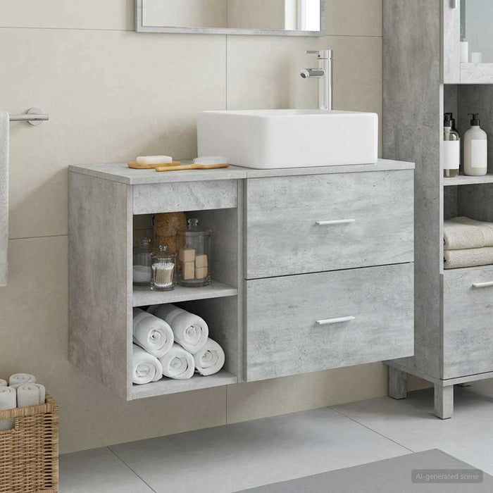 Set de mobilier pentru baie 2 pcs Gri Beton Lemn prelucrat WALTI
