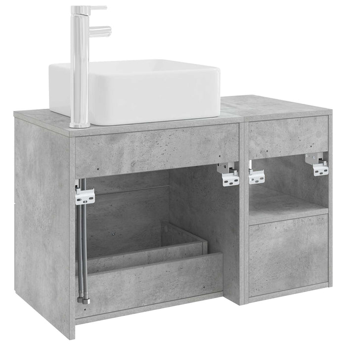 Set de mobilier pentru baie 2 pcs Gri Beton Lemn prelucrat WALTI
