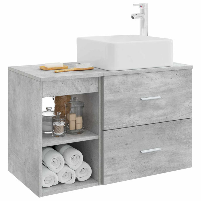 Set de mobilier pentru baie 2 pcs Gri Beton Lemn prelucrat WALTI