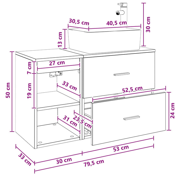 Set de mobilier pentru baie 2 pcs Stejar fumuriu Lemn prelucrat WALTI