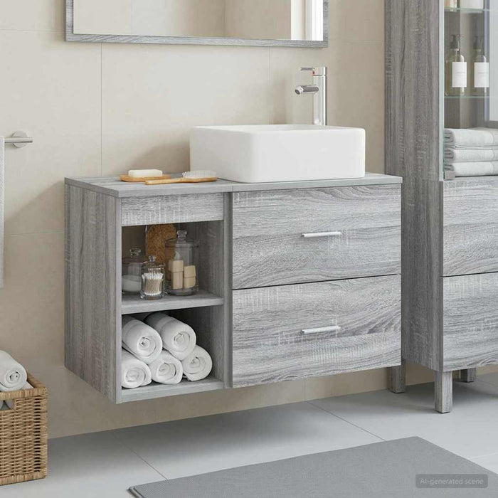 Set de mobilier pentru baie 2 pcs Sonoma gri Lemn prelucrat WALTI