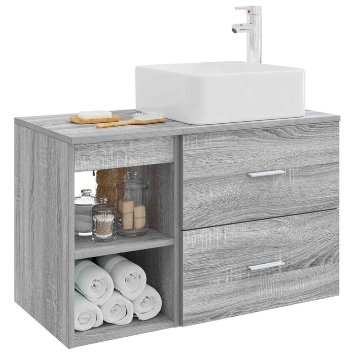 Set de mobilier pentru baie 2 pcs Sonoma gri Lemn prelucrat WALTI
