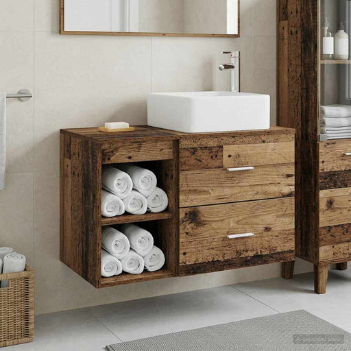Set de mobilier pentru baie 2 pcs Lemn vechi Lemn prelucrat - WALTI WALTI