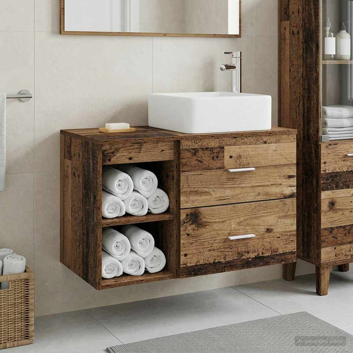 Set de mobilier pentru baie 2 pcs Lemn vechi Lemn prelucrat WALTI