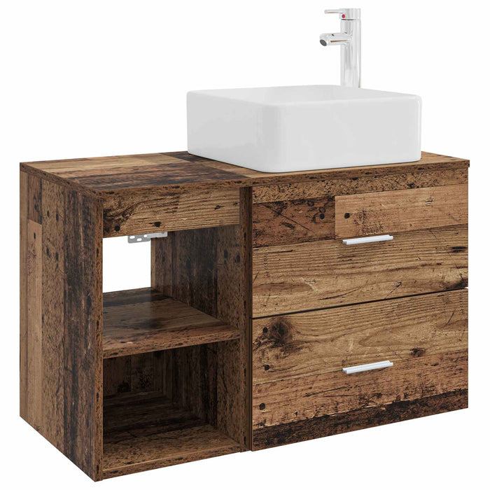 Set de mobilier pentru baie 2 pcs Lemn vechi Lemn prelucrat WALTI