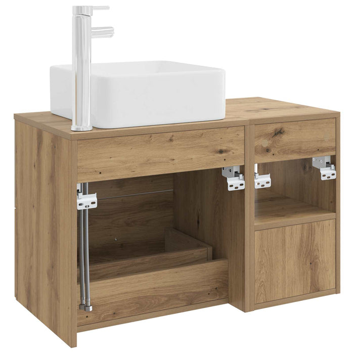 Set de mobilier pentru baie 2 pcs Stejar Artizanal WALTI