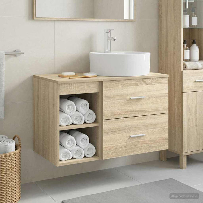 Set de mobilier pentru baie 2 pcs Stejar Sonoma Lemn prelucrat WALTI