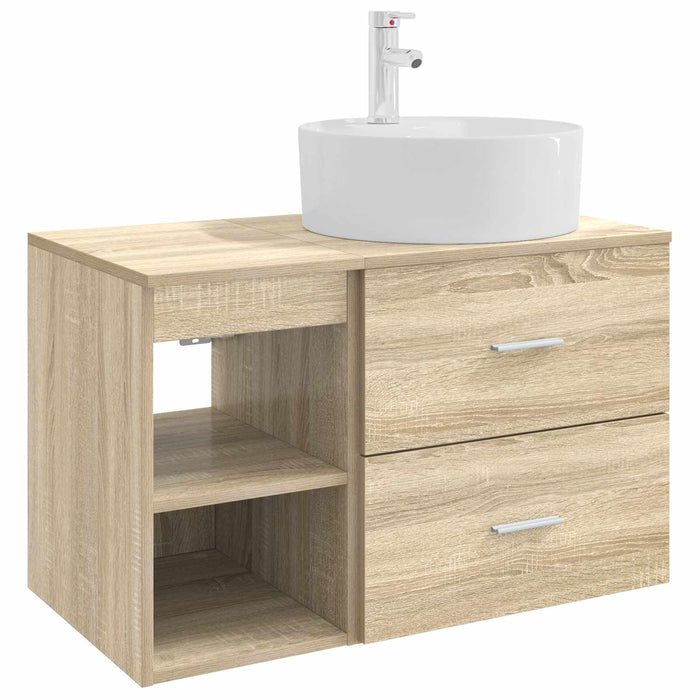 Set de mobilier pentru baie 2 pcs Stejar Sonoma Lemn prelucrat WALTI
