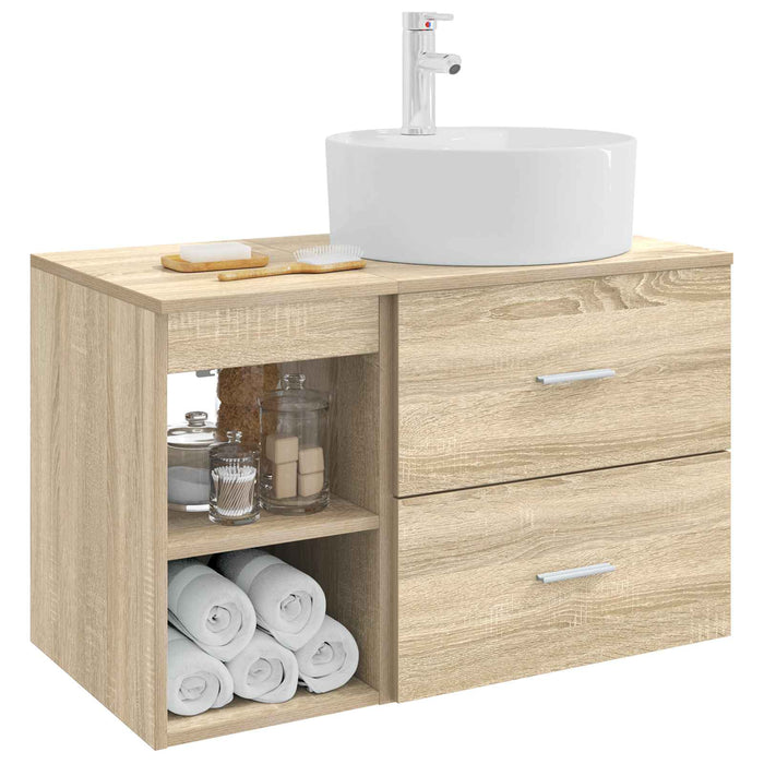 Set de mobilier pentru baie 2 pcs Stejar Sonoma Lemn prelucrat WALTI
