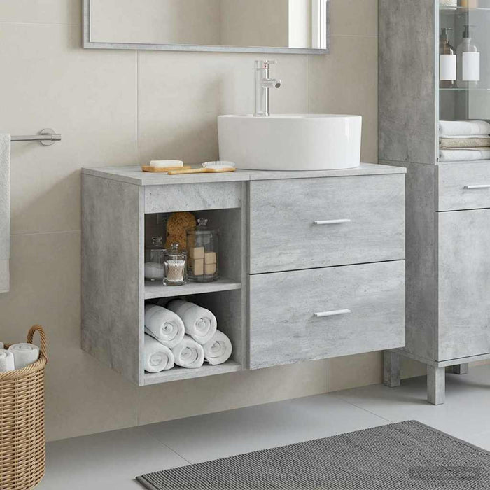 Set de mobilier pentru baie 2 pcs Gri Beton Lemn prelucrat WALTI