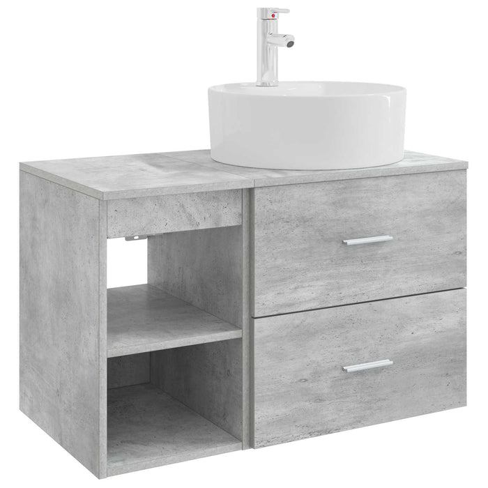 Set de mobilier pentru baie 2 pcs Gri Beton Lemn prelucrat WALTI