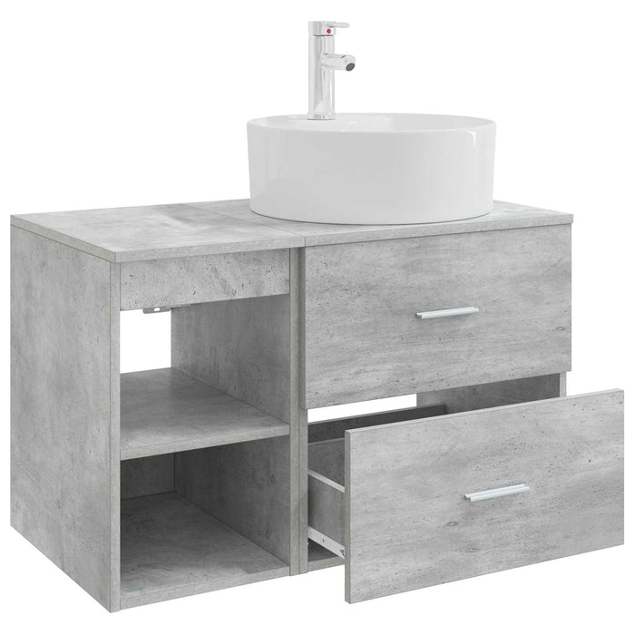 Set de mobilier pentru baie 2 pcs Gri Beton Lemn prelucrat WALTI