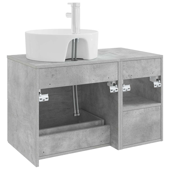 Set de mobilier pentru baie 2 pcs Gri Beton Lemn prelucrat WALTI