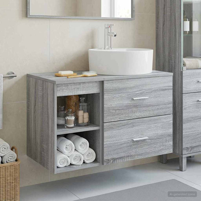 Set de mobilier pentru baie 2 pcs Sonoma gri Lemn prelucrat WALTI