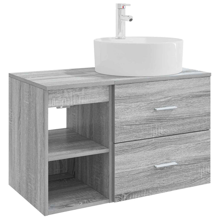 Set de mobilier pentru baie 2 pcs Sonoma gri Lemn prelucrat WALTI