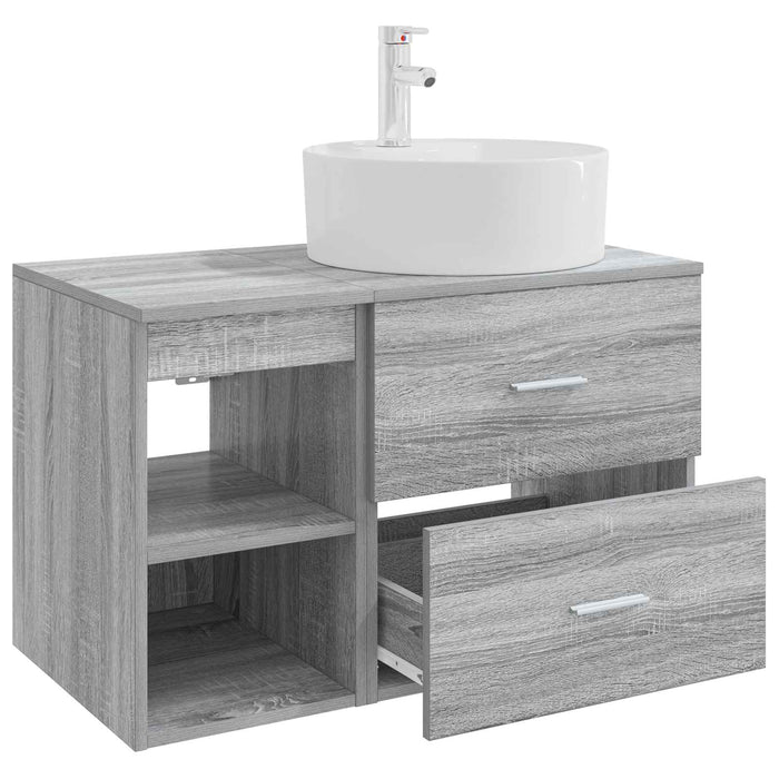 Set de mobilier pentru baie 2 pcs Sonoma gri Lemn prelucrat WALTI