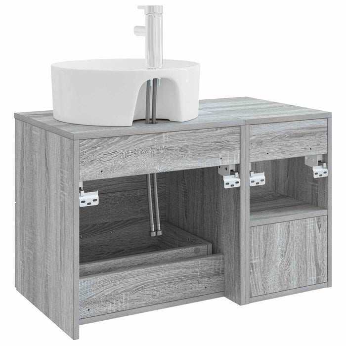Set de mobilier pentru baie 2 pcs Sonoma gri Lemn prelucrat WALTI