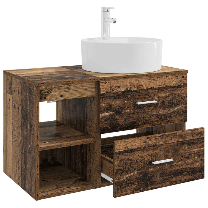 Set de mobilier pentru baie 2 pcs Lemn vechi Lemn prelucrat WALTI