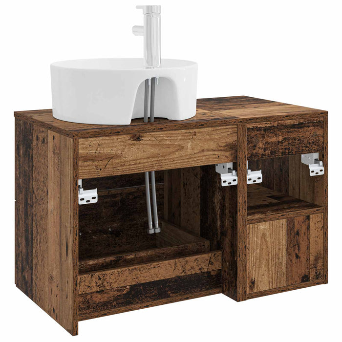 Set de mobilier pentru baie 2 pcs Lemn vechi Lemn prelucrat WALTI